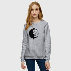 Свитшот хлопковый женский Страшное лицо-смайл в стиле граффити, цвет: меланж — фото 2