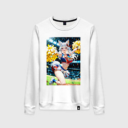 Свитшот хлопковый женский Жаркая поддержка от лисицы, цвет: белый