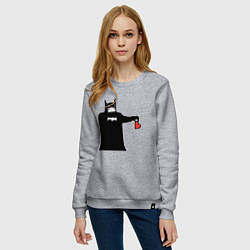 Свитшот хлопковый женский Сердечко Бэтмена, цвет: меланж — фото 2