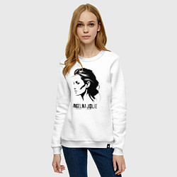 Свитшот хлопковый женский Анджелина Джоли в профиль, цвет: белый — фото 2