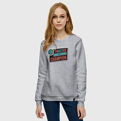 Свитшот хлопковый женский Тренируйся как чемпион, цвет: меланж — фото 2