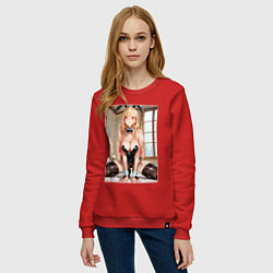 Свитшот хлопковый женский Марин Китагава косплей с ушками, цвет: красный — фото 2