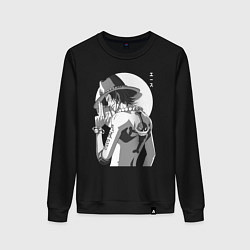 Свитшот хлопковый женский One piece Луффи взрослый, цвет: черный