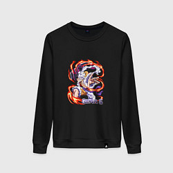 Свитшот хлопковый женский Луффи на 5-й передаче всё ещё сильнее, цвет: черный