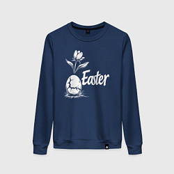 Свитшот хлопковый женский Пасхальное яйцо с цветком, цвет: тёмно-синий