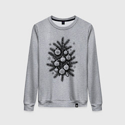 Свитшот хлопковый женский Рождественский букет с шарами, цвет: меланж