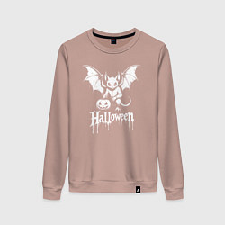 Свитшот хлопковый женский Хэллоуинская летучая мышь, цвет: пыльно-розовый