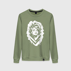 Свитшот хлопковый женский Поп-арт дива, цвет: авокадо