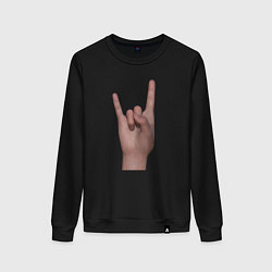 Свитшот хлопковый женский Жест коза правой рукой, цвет: черный