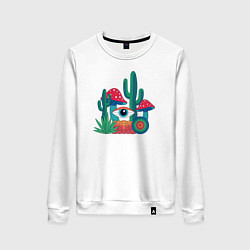 Свитшот хлопковый женский Психоделика с глазом, цвет: белый