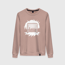 Свитшот хлопковый женский Уличная хоккейная рамка, цвет: пыльно-розовый