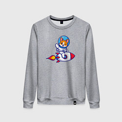 Свитшот хлопковый женский Собачка на ракете, цвет: меланж