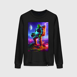 Свитшот хлопковый женский Космонавт Шрек на похожей планете, цвет: черный