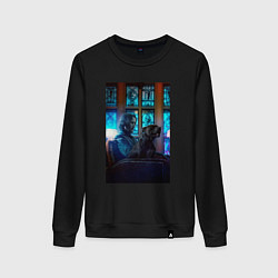Свитшот хлопковый женский Джон Уик и пёс, цвет: черный