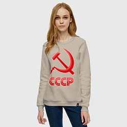 Свитшот хлопковый женский СССР Логотип, цвет: миндальный — фото 2