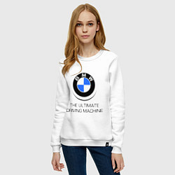 Свитшот хлопковый женский BMW Driving Machine, цвет: белый — фото 2