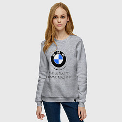 Свитшот хлопковый женский BMW Driving Machine, цвет: меланж — фото 2