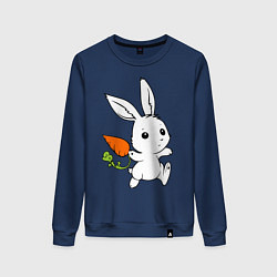 Свитшот хлопковый женский Зайка с морковкой, цвет: тёмно-синий