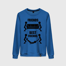 Свитшот хлопковый женский Best friends, цвет: синий
