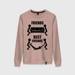 Свитшот хлопковый женский Best friends, цвет: пыльно-розовый