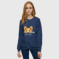 Свитшот хлопковый женский Got Corgi, цвет: тёмно-синий — фото 2