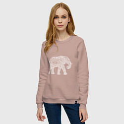 Свитшот хлопковый женский Расписной слон, цвет: пыльно-розовый — фото 2