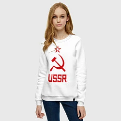 Свитшот хлопковый женский СССР - великая держава, цвет: белый — фото 2