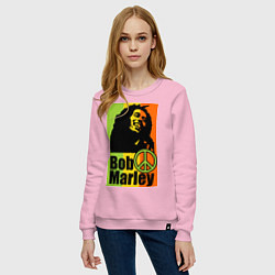 Свитшот хлопковый женский Bob Marley: Jamaica, цвет: светло-розовый — фото 2