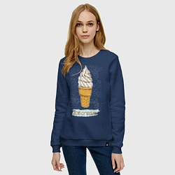 Свитшот хлопковый женский Ice cream, цвет: тёмно-синий — фото 2