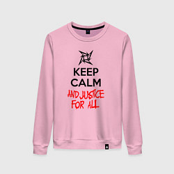 Свитшот хлопковый женский Keep Calm & Justice For All, цвет: светло-розовый