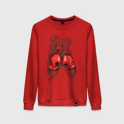 Свитшот хлопковый женский Bear Boxing, цвет: красный