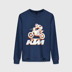 Свитшот хлопковый женский KTM белый, цвет: тёмно-синий