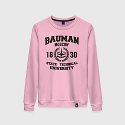 Свитшот хлопковый женский BAUMAN University, цвет: светло-розовый