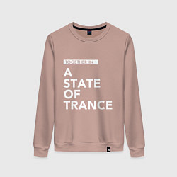 Свитшот хлопковый женский Together in A State of Trance, цвет: пыльно-розовый