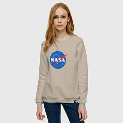 Свитшот хлопковый женский NASA: Logo, цвет: миндальный — фото 2