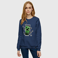 Свитшот хлопковый женский Creeper Inside, цвет: тёмно-синий — фото 2