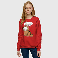 Свитшот хлопковый женский Garfield: Smiling Cat, цвет: красный — фото 2