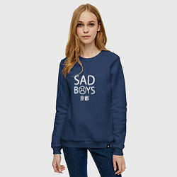 Свитшот хлопковый женский SAD BOYS, цвет: тёмно-синий — фото 2