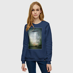 Свитшот хлопковый женский X-Files: Aliens, цвет: тёмно-синий — фото 2