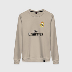 Свитшот хлопковый женский Real Madrid: Fly Emirates, цвет: миндальный