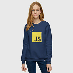 Свитшот хлопковый женский JS return true; (black), цвет: тёмно-синий — фото 2