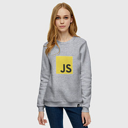 Свитшот хлопковый женский JS return true; (black), цвет: меланж — фото 2