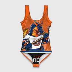 Купальник-боди 3D женский New York Islanders, цвет: 3D-принт