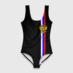 Купальник-боди 3D женский Лента с гербом России, цвет: 3D-принт