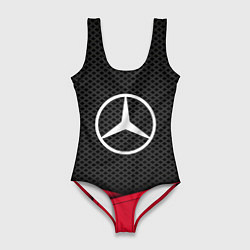 Купальник-боди 3D женский Mercedes Benz: Grey Carbon, цвет: 3D-принт