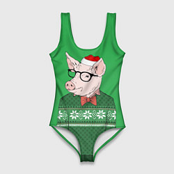 Женский купальник-боди New Year: Hipster Piggy