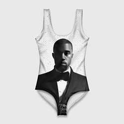 Купальник-боди 3D женский Kanye West: Halftone, цвет: 3D-принт