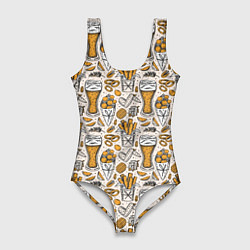 Купальник-боди 3D женский Background Beer, цвет: 3D-принт