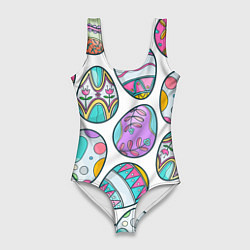 Купальник-боди 3D женский Пасхальные яйца, цвет: 3D-принт