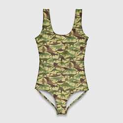 Женский купальник-боди Динозавры камуфляж